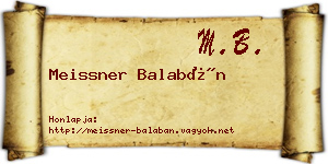 Meissner Balabán névjegykártya